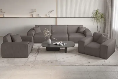 Produktbild von Sofaset Designersofa CELES PREMIUM 3-1-1 in Stoff Scala Taupe
