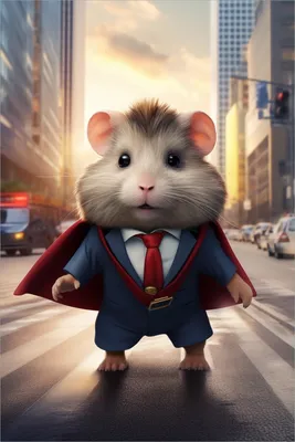 Produktbild von Wallario Poster - Super-Hamster, Kunstdruck Größe: 61 x 91,50 cm