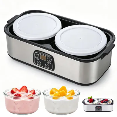 Yoghurtmaschine 2L digital mit 2 Gläsern, Joghurt, Eis, Pudding