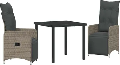 Image de vidaXL Ensemble de jardin 3 pcs Gris Poly-Rotin