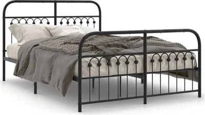 Zdjęcie produktu dla vidaXL Rama łóżka z wezgłowiem i podnóżkiem metalowa czarna 140x200 cm