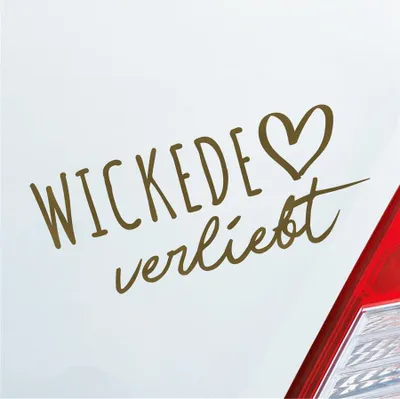 Produktbild von Auto Aufkleber Hellweg Druckerei Wickede verliebt Herz Gemeinde Liebe Car 19x19 cm Gold Sticker Heckscheibenaufkleber