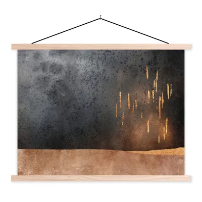 Produktbild von MuchoWow® Textilposter Abstrakt - Gold - Design 60x45 cm mit holzfarbenen Rahmen - Bild