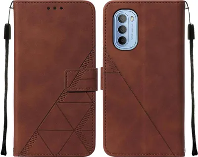 Produktbild von Moto G31 Hülle, Schlank Prägung Flip Leder Kartenfächer Schutzhülle mit Ständer für Motorola Moto G31 Braun