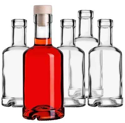 Productafbeelding van Glazen flessen met kurk - Set van 10 - 250 ml - Kleine flessen om te vullen met likeur - Wijnflessen