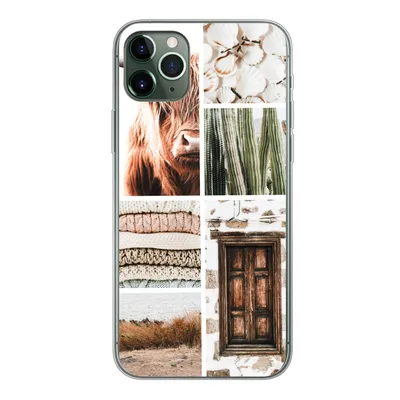 Produktbild von MuchoWow® Handyhülle Schutzhülle Hülle für iPhone 11 Pro Max Schottischer Highlander - Collage - Kaktus Silikon Softcase Handy Hülle - Schutz