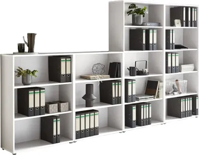Produktbild von Aktenregal TABOR 5 in weiß, Regal-Set, Büroregale, ideal für Aktenordner