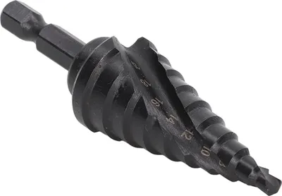Imagen del producto de Broca escalonada, broca escalonada de acero rápido (HSS), broca con escalones, broca escalonada con ranura en espiral, broca pagoda, broca escalonada con vástago hexagonal, broca para ensanchar agujeros