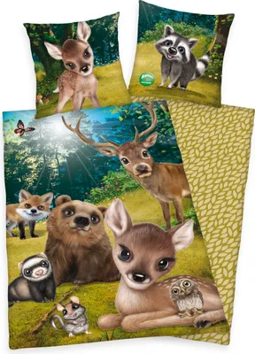 Produktbild von Animal Club Forest Bettwäsche / Kinderbettwäsche, 100% Baumwolle ( Renforcé ), 80x80 + 135x200 cm