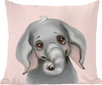 Produktbild von MuchoWow® Zierkissen Sofakissen Wohnzimmer Dekokissen 40x40 cm Elefant - Rosa - Dschungel - Foto Kissen - Schlafzimmer Dekoration