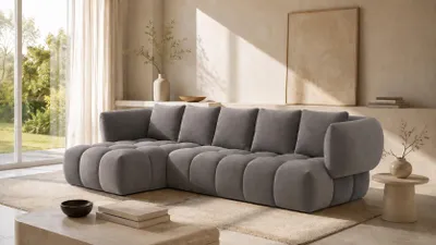 Produktbild von Kaiser Möbel Ecksofa L-Form, Veloursstoff Bluvel, Aschgrau, Links, SEVIO L