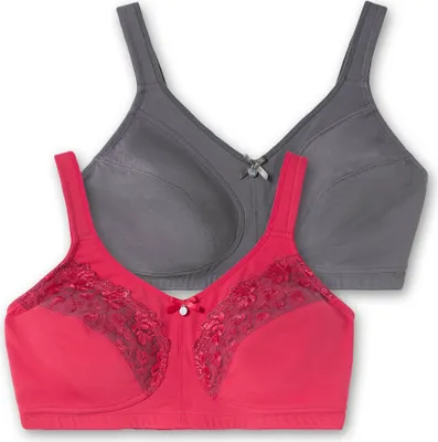 Produktbild von sheego Damen Große Größen Entlastungs-BH im Doppelpack, 1x mit Stickerei, 1x uni