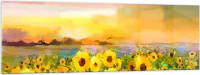 Produktbild von Bilder auf glas - Sonnenblumen Blume - 160x50cm - Glasbilder - Wandbilder - Kunstdruck - zum Aufhängen bereit - Wanddekoration aus Glas - Glas Bilder - Wandbild auf Glas - Einteilig - GAB160x50-3775
