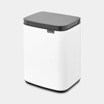 Obrázok produktu pre Brabantia Bo Waste Bin, 4 L, Obdĺžnikový, Oceľ, Čierna, Biela, Oceľ, Manuálne