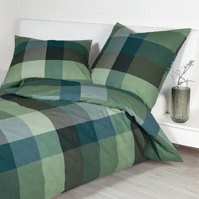 Produktbild von Janine Feinbiber Bettwäsche Davos 65131 grünblau 200x200 cm + 2x 80x80 cm