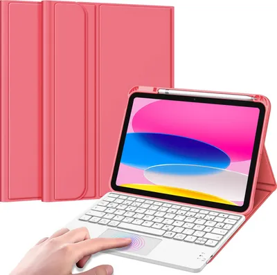Produktbild von Fintie Tastatur Hülle für iPad 11. Generation 2025 11", iPad 10. Generation 2022 10.9" Schutzhülle mit magnetisch Abnehmbarer Deutscher Tastatur und Touchpad Keyboard mit QWERTZ Layout, Pink