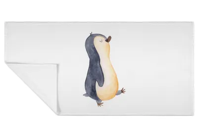 Produktbild von Mr. & Mrs. Panda Handtuch Pinguin marschieren - Weiß - Geschenk, Baumwollhandtuch, Bruder, gesichtshandtuch, Schwester, 50x100, Stolz, Flauschtuch, frottee, Familie