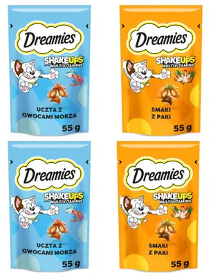 Zdjęcie produktu dla Dreamies Shake Ups Multivitamins 4x55g Przysmak Dla Kota Mix Smaków Kurczak Owoce Morza