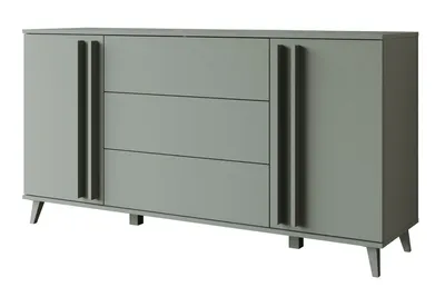 Productafbeelding van MINIO Kommode "HURON" 150 cm met 2 deuren, 3 lades en poten - Nebelgrün (Nevelgroen)