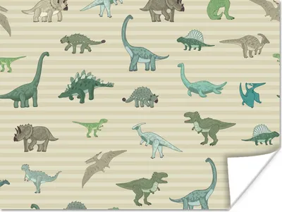 Produktbild von MuchoWow® Poster Dinosaurier - Braun - Grün - Jungen - Mädchen - Kinder 120x90 cm - Wandbild