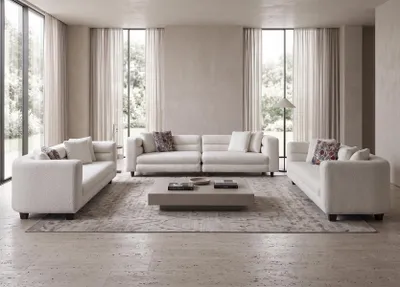 Productafbeelding van Strakke woonkamer set met comfortabele, witte bekleding