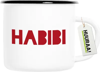 Produktbild von Huuraa Emaille Tasse Habibi Schatz Freund 300ml Vintage Campingbecher Geschenkidee
