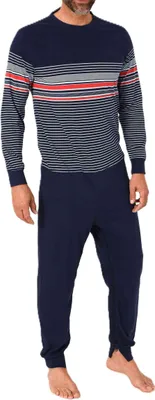 Produktbild von Herren Pflegeoverall langarm Einteiler Schlafanzug mit Reissverschluss am Rücken und Bein ; navy , S