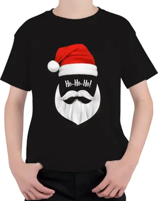 Produktbild von Ho Ho Ho Weihnachtsmann Santa - Weihnachten Weihnachtsgeschenk Christmas Uni Kinder T-Shirt, Schwarz, 104