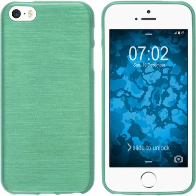 Produktbild von PhoneNatic Case kompatibel mit Apple iPhone SE 2016 (1.Gen) - grün Silikon Hülle brushed + 2 Schutzfolien