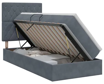 Image de vidaXL Lit avec rangement et matelas Gris foncé 90 x 190 cm Velours