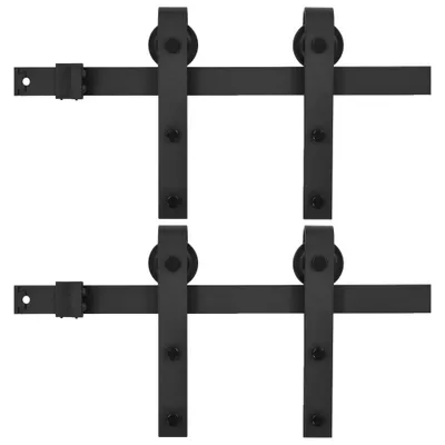 Produktbild von vidaXL Schiebetür-Beschlagsätze 2 Stk. 183 cm Stahl Schwarz