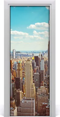 Produktbild von Tulup Türaufkleber 75x205 cm Dekorative Aufkleber Selbstklebend Wasserdichte Tapete Abnehmbar Schlafzimmer Wohnzimmer Wohnkultur - Vogelflug New York, USA Klebstoff