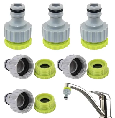 Imagen del producto de Juego de 6 adaptadores y conectores para grifos, con conexión para manguera 2 en 1