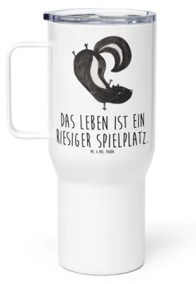 Produktbild von Mr. & Mrs. Panda thermosbecher Stinktier Handstand - Weiß - Geschenk, Thermobecher, Wildtier, Trinkgefäß, Raubtier, Teetasse, Spielplatz, Stinker, Mehrweg-Kaffeebecher