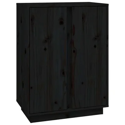 Produktbild von Sideboard Schwarz 60x35x80 cm Massivholz Kiefer