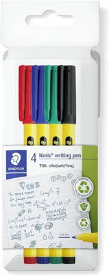 Obrázok produktu pre Staedtler Noris writing pen 307, Čierna, Modrá, Zelená, Červená, Žltá, 0,6 mm, Recyklovaný plast, Kolo, atrament s vodným základom