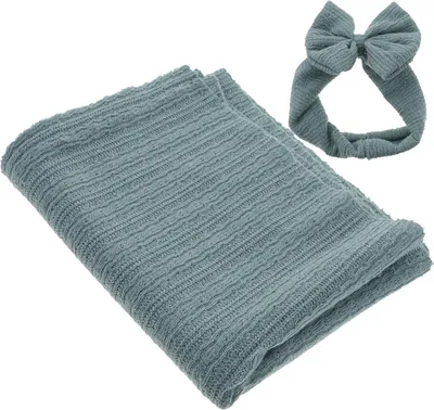 Produktbild von Pucktuch-Set aus Polyester für Neugeborene mit Schleifen-Stirnband und Puckdecken