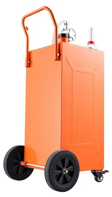 Image de Réservoir de carburant mobile SucceBuy de 132,5 litres, avec pompe manuelle, de couleur orange, en acier au carbone, équipé de 4 roulettes et d'un tuyau d'alimentation de 3 mètres, avec un débit maximal de 17,8 litres/minute, adapté à l'essence et au diesel, idéal pour les VTT, les UTV et les motos