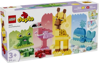 Productafbeelding van LEGO DUPLO: We bouwen dieren - Leerspeelgoed om vormen en kleuren te sorteren voor peuters - Montessori set met figuren en kaarten - Cadeau voor meisjes en jongens vanaf 3 jaar - 10472