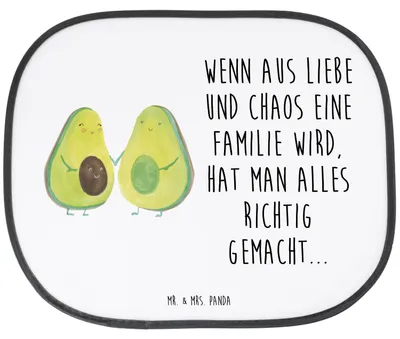 Produktbild von Mr. & Mrs. Panda Autoscheiben Sonnenschutz Avocado Pärchen - Weiß - Geschenk, Liebe, saugnapf, Sonnenblende Auto, Kinder, Autosonnenschutz, pkw, Seitenscheibe, Familie