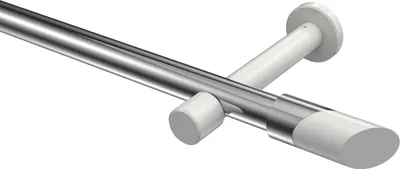 Produktbild von Interdeco Gardinenstange / Vorhangstange Chrom / Weiß, Typ Prestige Verano (Schräge Bicolor) ohne Ringe, 20 mm Ø 1-läufig, 180 cm
