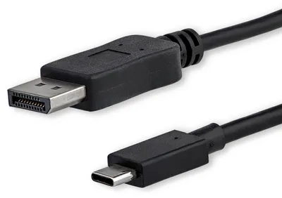 Imagen del producto de Cable StarTech.com de 1 metro (3 pies) USB-C a DisplayPort 1.2, 4K 60Hz, Adaptador de cable USB-C a DisplayPort, compatible con Thunderbolt 3, negro - Conector USB-C macho a DisplayPort macho (CDP2DPMM1MB) - Cable DisplayPort - 24 pines
