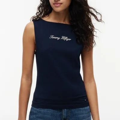 Immagine prodotto di Tops Mujer Del Marchio Tommy Hilfiger Del Modello Ww0ww50947 Classic Script Boat Top Blu