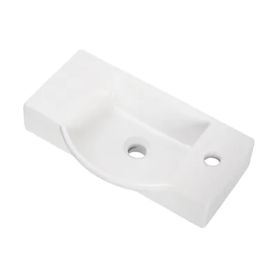Produktbild von FACKELMANN Keramikbecken Gäste-WC / Waschtisch aus Keramik / Maße (B x H x T): ca. 54,5 x 10,5 x 32 cm / hochwertiges Becken fürs Badezimmer und WC / Armatur rechts / Farbe: Weiß / Breite: 54,5 cm