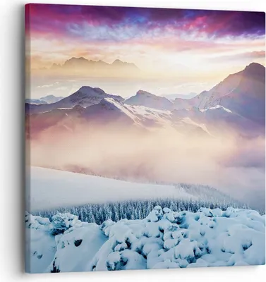 Produktbild von Bild auf Leinwand - Leinwandbild - Berge Schnee Winter - 30x30cm - Wand Bild - Wanddeko - Wandbilder - Leinwanddruck - Bilder - Kunstdruck - Wanddekoration - Leinwand bilder - Wandkunst - AC30x30-3596