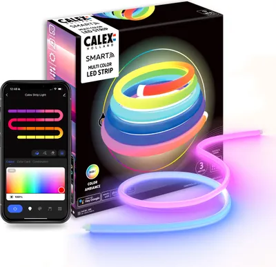 Produktbild von Calex Smart Neon LED Streifen, 3 m, RGBIC-Farben, dimmbar, WLAN App- & Sprachsteuerung