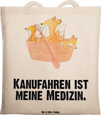 Produktbild von Mr. & Mrs. Panda Stoffbeutel Fuchs Kanufahren - Transparent - Geschenk, Jutebeutel, Kanu Schule, Uni Tasche, fahren, Laptoptasche, festival, Kanutour, Paddeltour