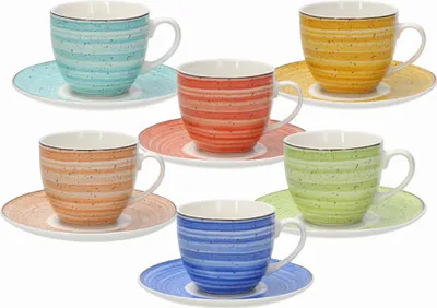 Zdjęcie produktu dla TOGNANA Kaleido 200 ml 6 sztuk - Porcelanowe filiżanki do kawy / herbaty ze spodkami