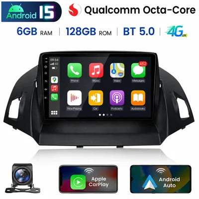 Obrázek produktu pro Autorádio CarPlay Android Auto pro Ford Kuga Escape (2013-2016) - výkonný osmijádrový procesor, 6+128 GB, GPS, Bluetooth, dotykový displej, Obrázek vytvořený pomocí AI