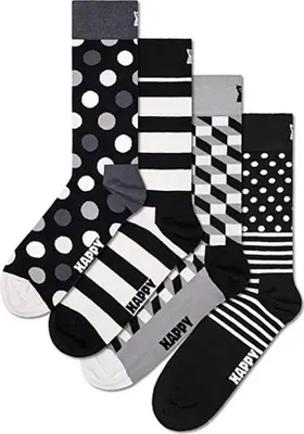 Produktbild von Happy Socks Classic Black & Whites Gift Set Half Lange Socken 4 Paare Mehrfarbig EU 41-46 Herren,Damen Mehrfarbig EU 41-46